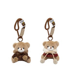 Plush Bear Bag Charm – Caped Teddy in a Checked Cape on a Braided Cord, 19 cm Drop, Two Colours