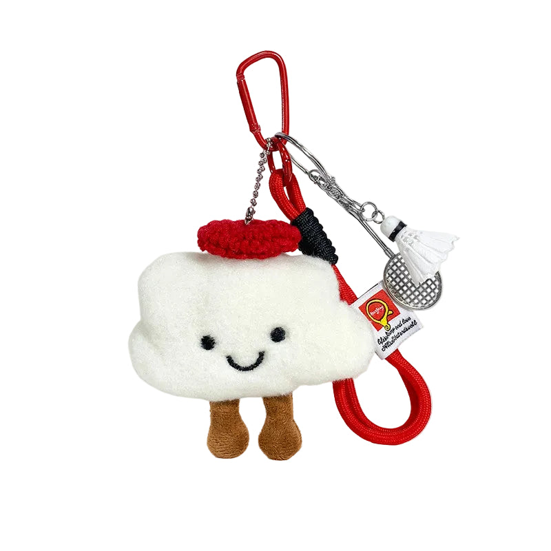 Plush Cloud Bag Charm, Smiling Cloud Keyring, 16 cm, PP Cotton, Four Versions, close-up detail