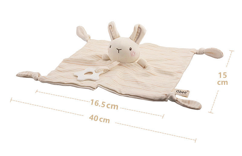 Baby Comfort Blanket Toy – Organic Cotton Animal Sensory Doll with Rattle & Teether | 40 cm