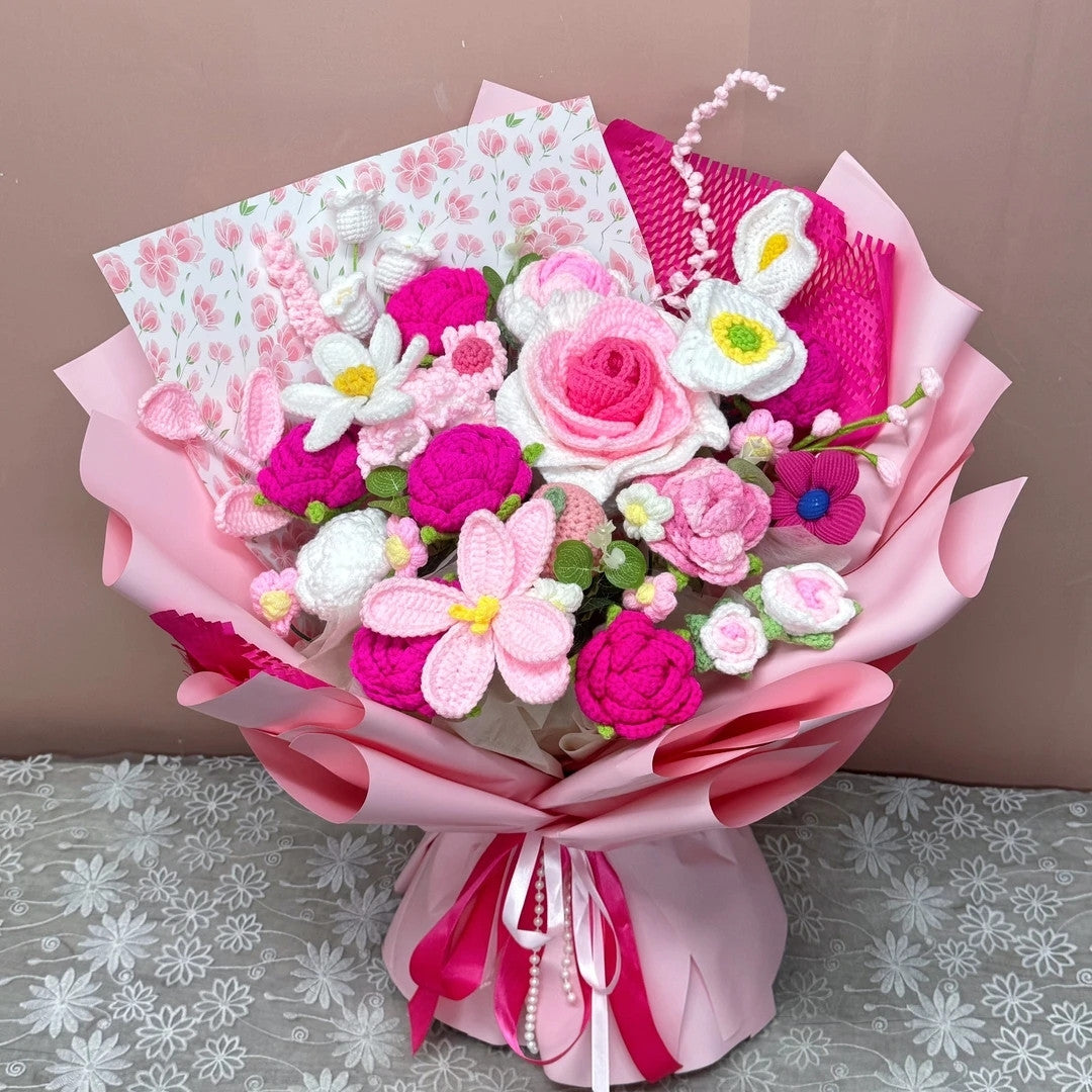 Handmade Crochet Flower Bouquet – Knitted Floral Gift