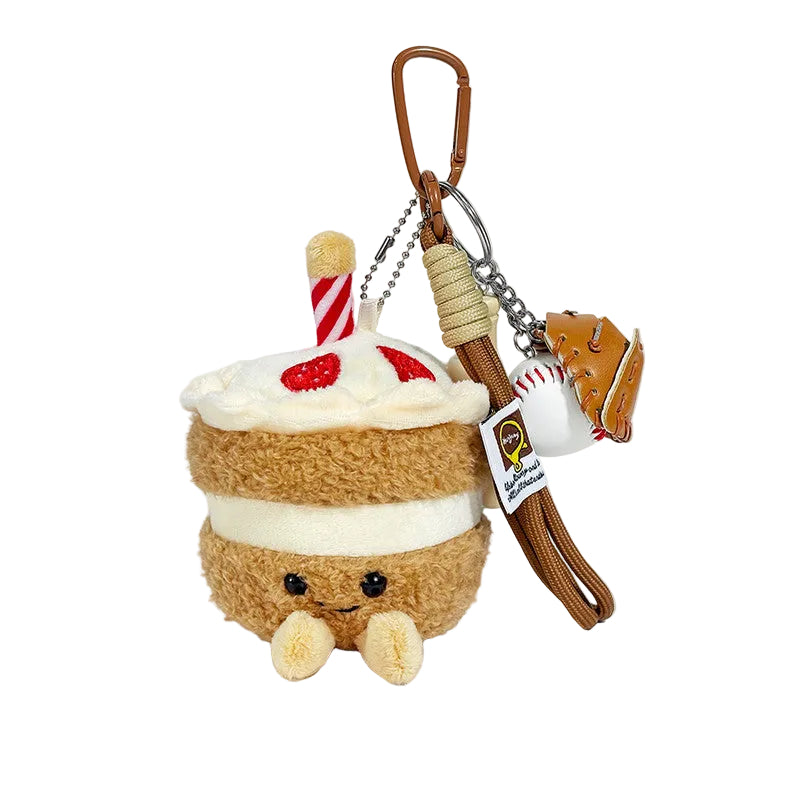 Plush Cake Bag Charm, Smiling Layer Cake Keyring, 16 cm, Five Versions, side view