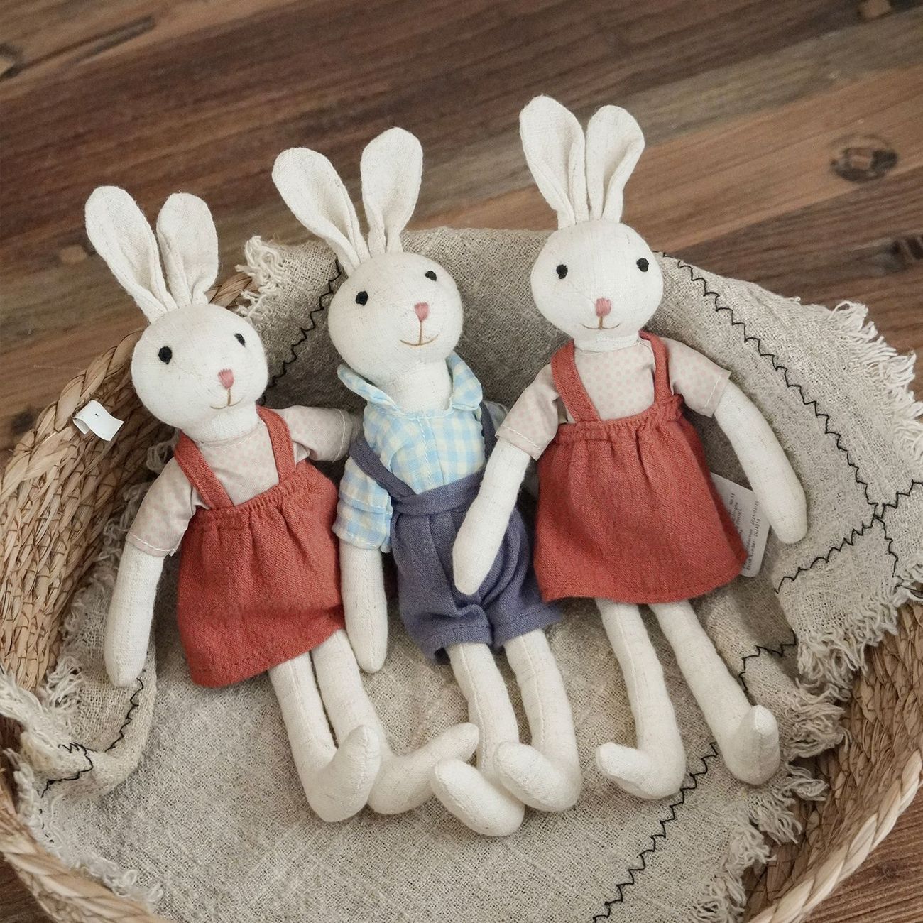 Bunny Doll with Long Legs – Fabric Rabbit in a Pinafore, 22 cm, Ages 0–3