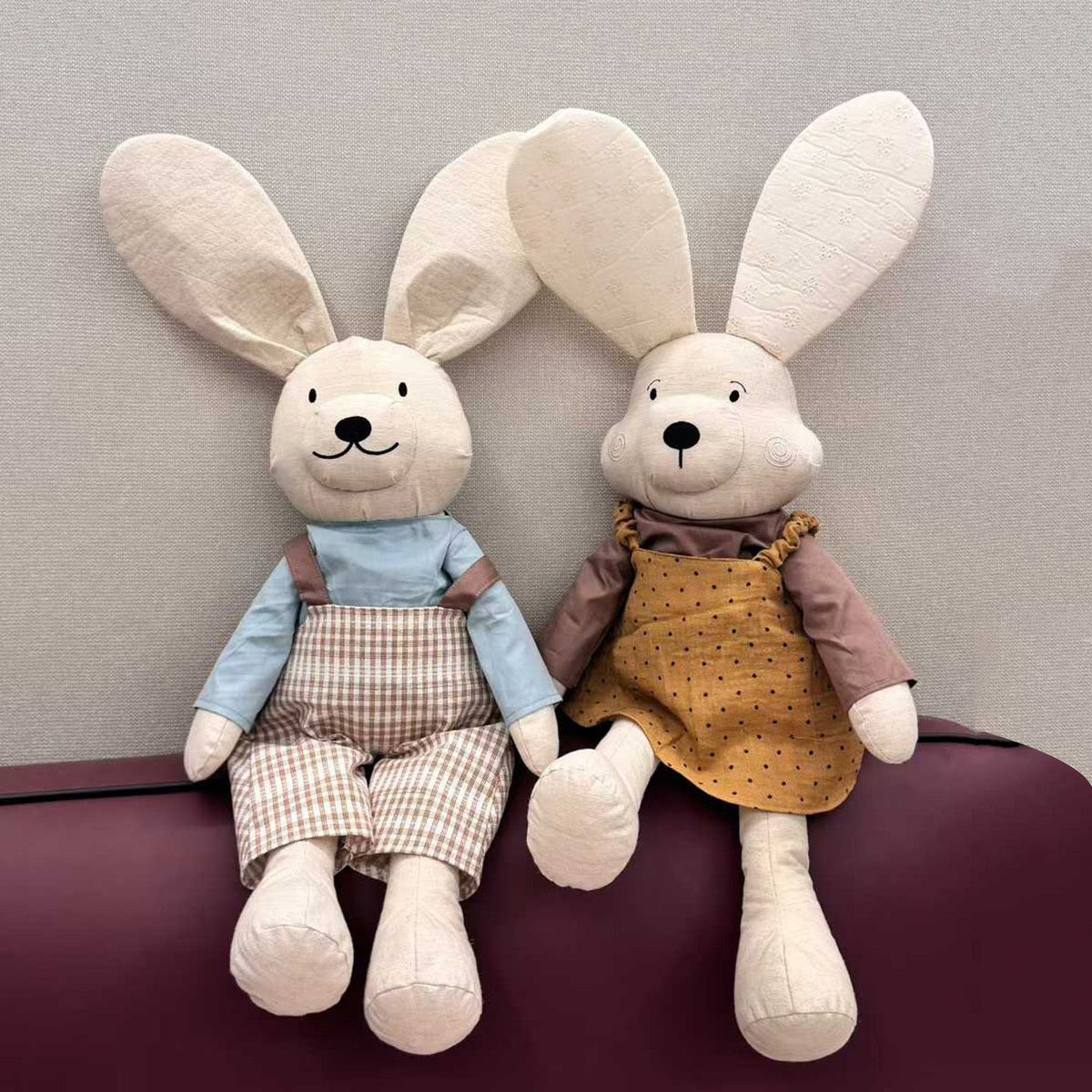 Rabbit Cushion 70 cm – Long Eared Bunny Shaped Pillow in Cotton, Blue or Coffee