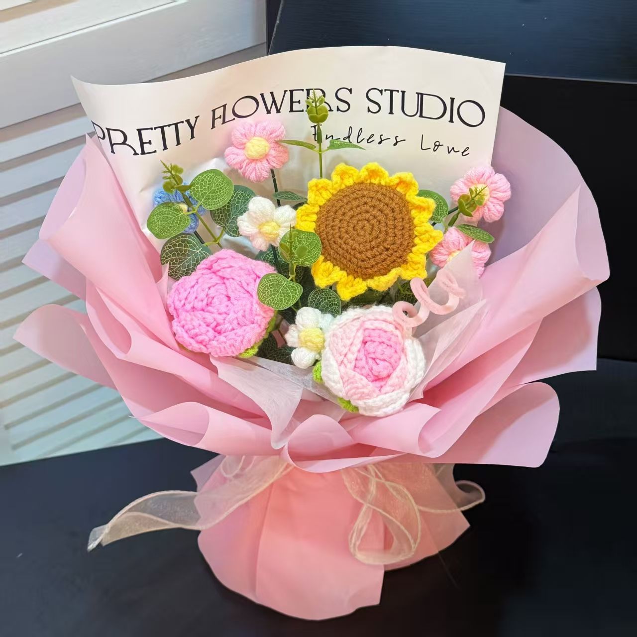 Handmade Crochet Sunflower Bouquet – Knitted Flower Gift