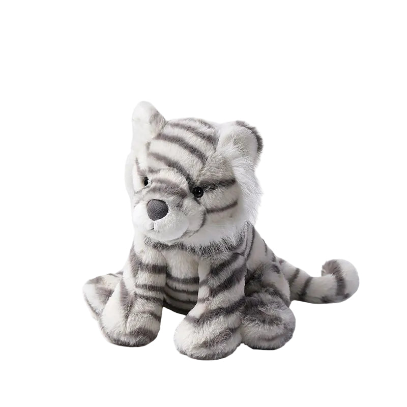 White Tiger Plush Toy – Soft Stuffed Sitting Tiger with Striped Tail | 18, 25, 36 & 55 cm