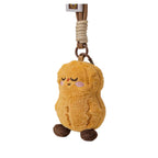 Plush Pear Bag Charm – Smiling Fruit Keyring on Cord and Carabiner, 12 cm