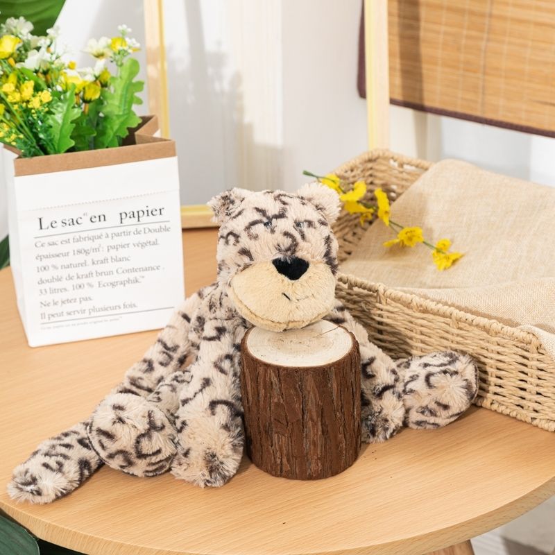 Floppy long-limbed plush animal soft toy with characterful face – Leopard