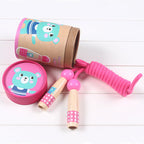 Wooden Skipping Rope – Bear Design, Beech Handles, Cotton Rope, Adjustable 3–5 m, Ages 3+