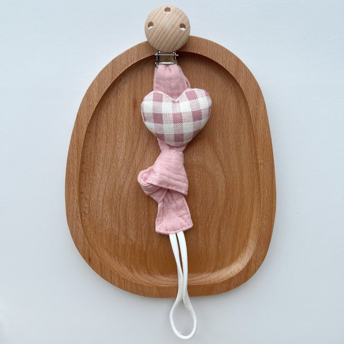 Cotton Dummy Clip – Knitted Soother Holder with Plush Motif & Beech Wood Clip | 27 cm | 8 Designs