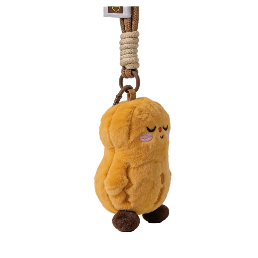 Plush Pear Bag Charm – Smiling Fruit Keyring on Cord and Carabiner, 12 cm