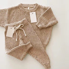 Speckled Knit Baby Set - Apricot Cotton Jumper and Trousers, 0 Months to 3 Years