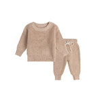 Speckled Knit Baby Set - Apricot Cotton Jumper and Trousers, 0 Months to 3 Years