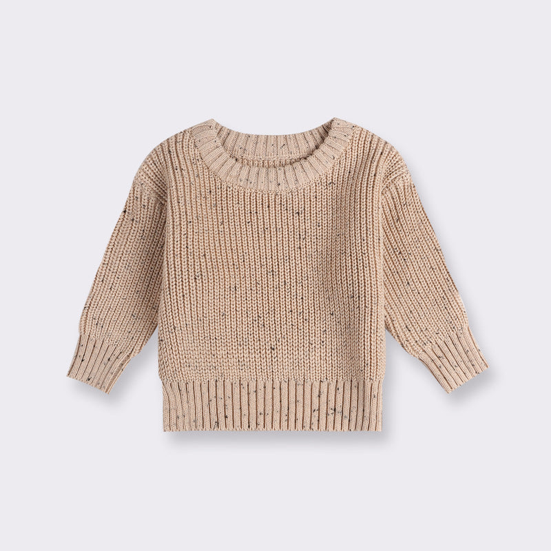 Speckled Knit Baby Set - Apricot Cotton Jumper and Trousers, 0 Months to 3 Years