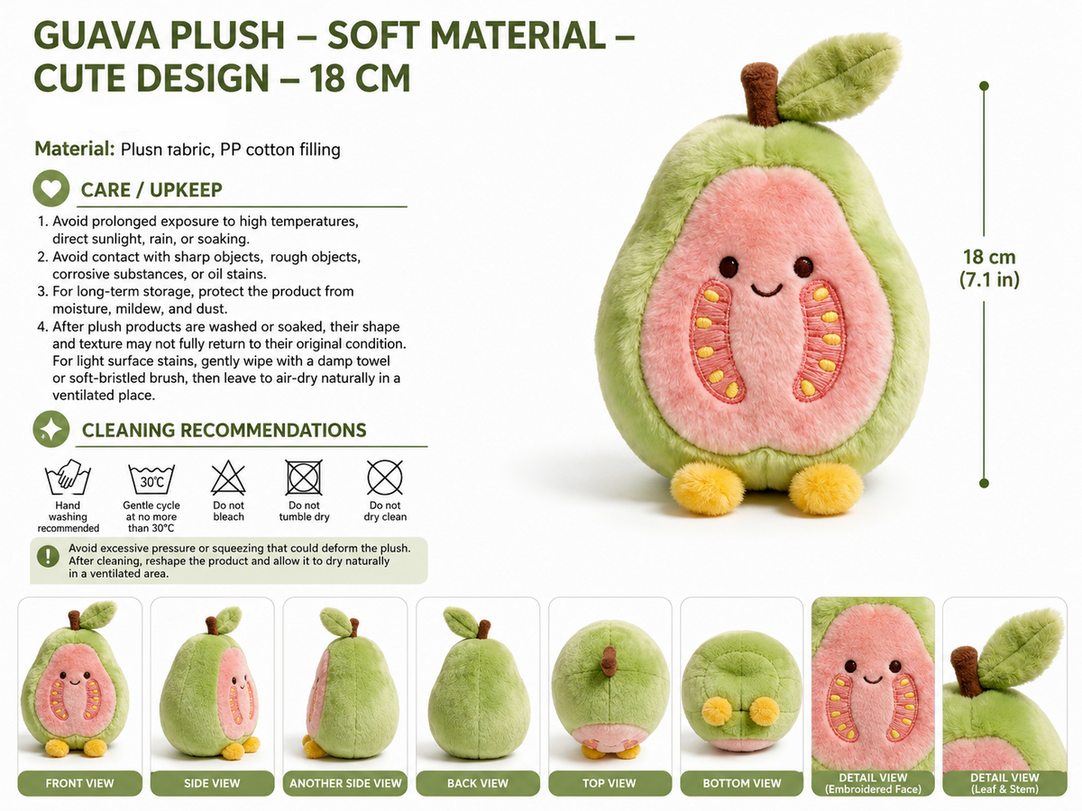 Guava Plush Toy – Cute Stuffed Fruit Character