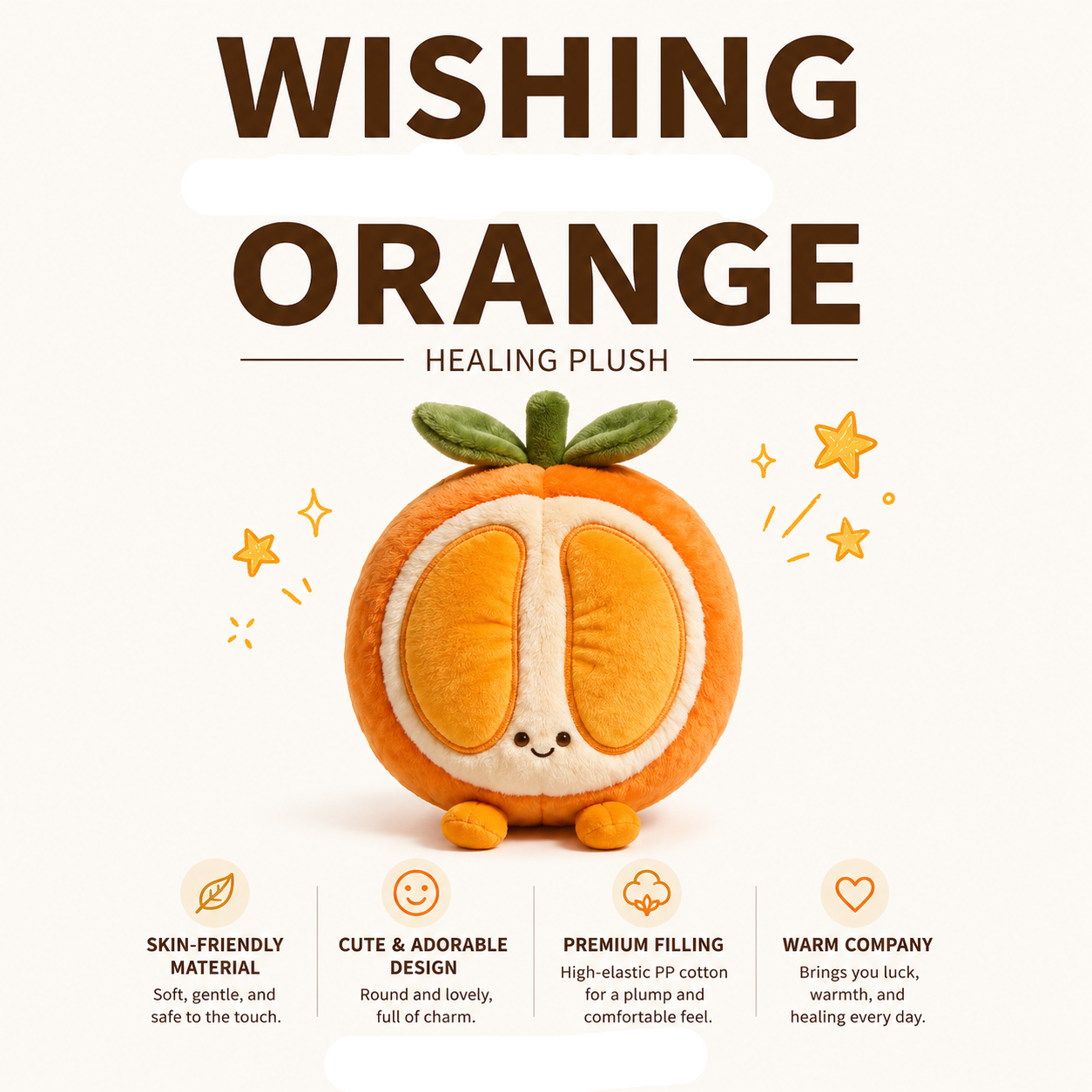 Orange Plush Toy – Cute Stuffed Fruit Character