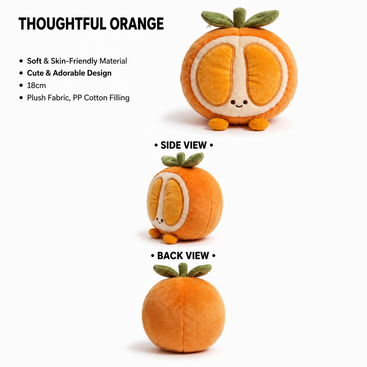 Orange Plush Toy – Cute Stuffed Fruit Character