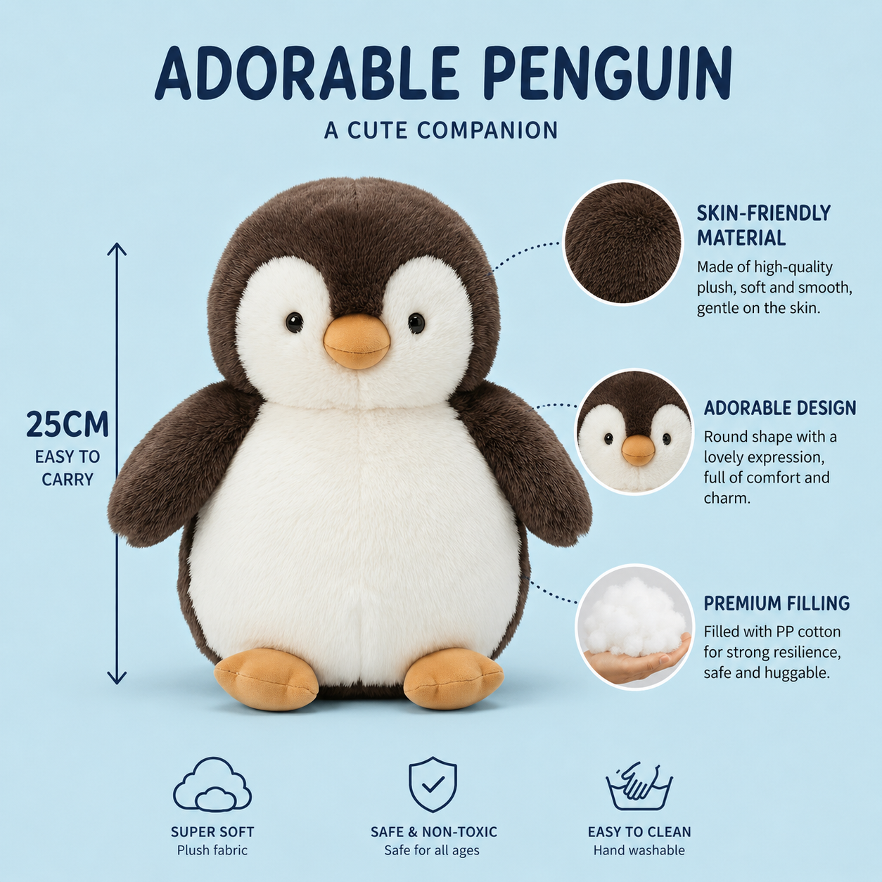 Penguin Plush Toy – Cute Chubby Stuffed Animal