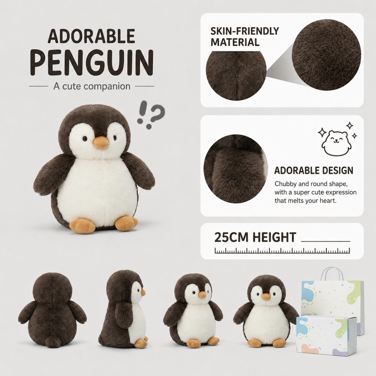 Penguin Plush Toy – Cute Chubby Stuffed Animal