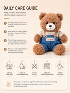Teddy Bear Plush Toy – Brown Curly Bear in Striped Shirt and Overalls