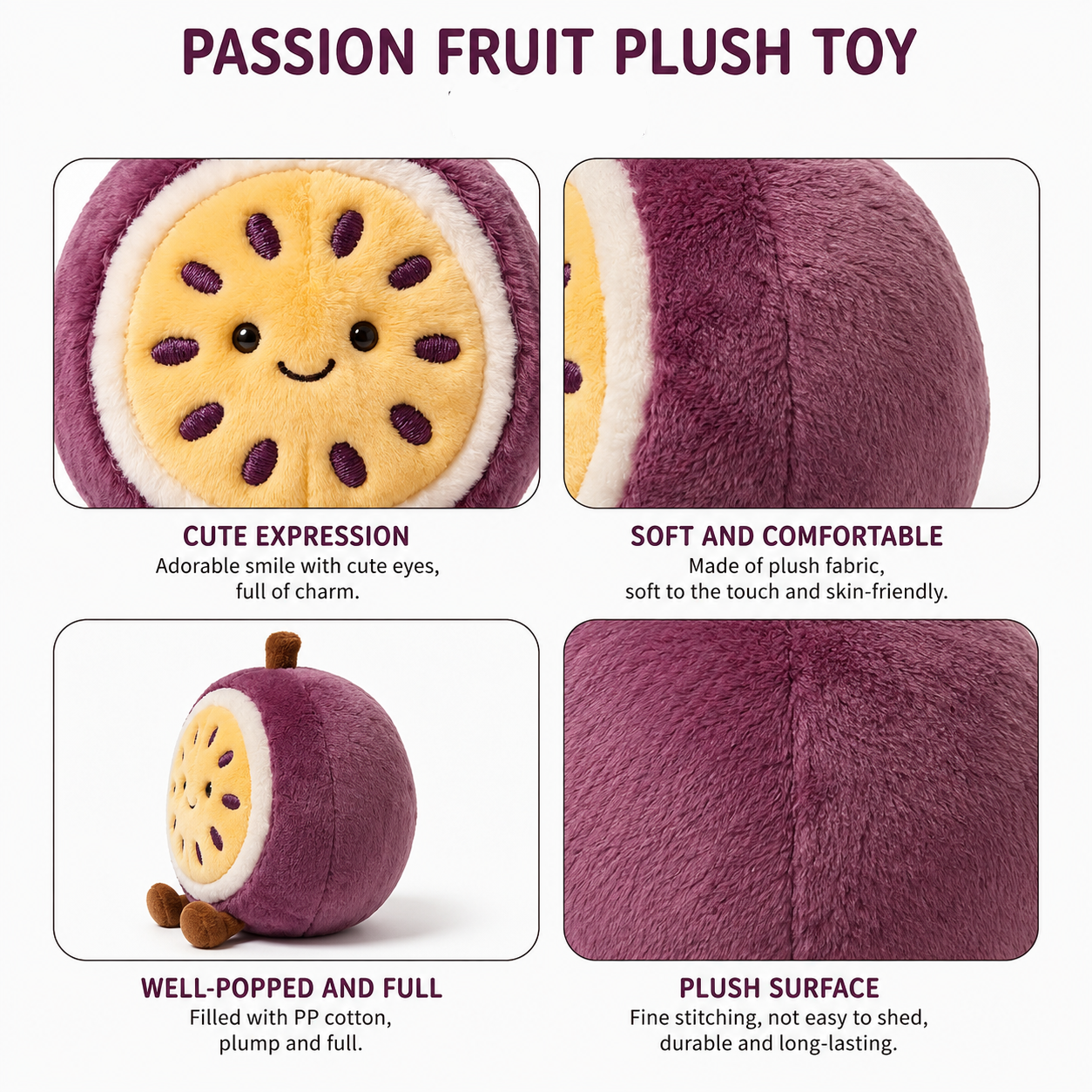 Passion Fruit Plush Toy – Cute Stuffed Fruit Character