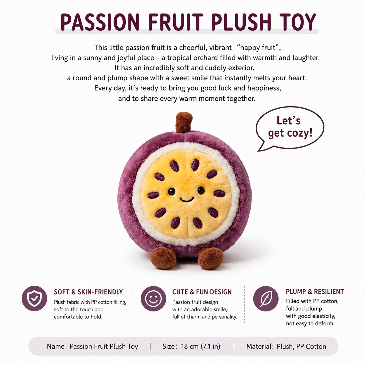 Passion Fruit Plush Toy – Cute Stuffed Fruit Character