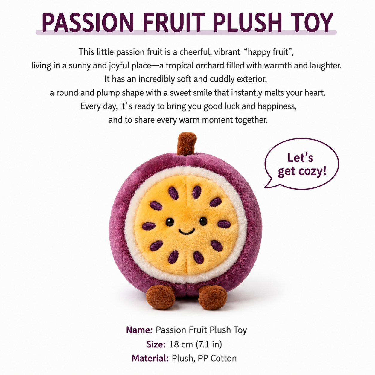 Passion Fruit Plush Toy – Cute Stuffed Fruit Character