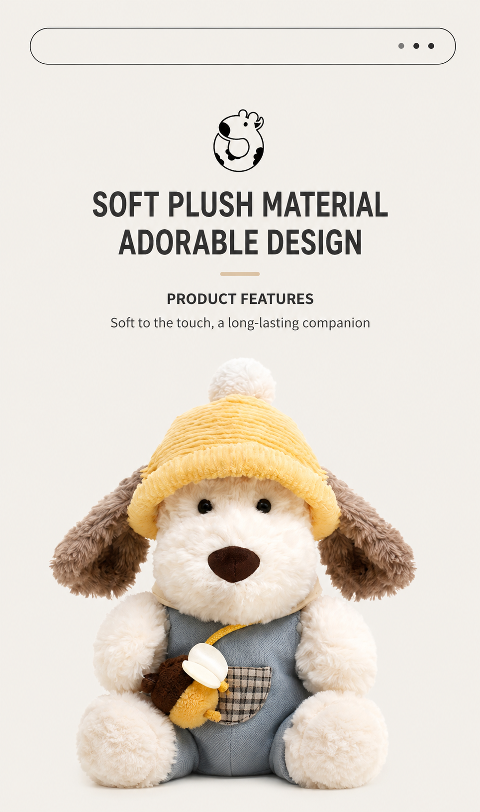 Puppy Plush Toy – Cute Dressed Dog Stuffed Animal (Sitting or Long Style)
