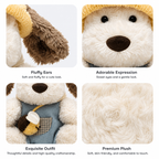 Puppy Plush Toy – Cute Dressed Dog Stuffed Animal (Sitting or Long Style)