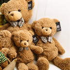Classic Brown Teddy Bear Plush Toy – Soft Stuffed Bear with Bow Tie