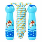 Wooden Skipping Rope – Space Bear Design, Pale Blue Handles, Cotton Rope, Adjustable 2.7 m, Ages 3+