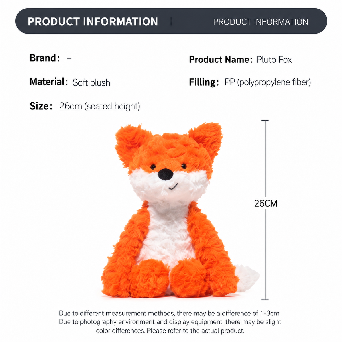 Animal Plush Toy – Soft Stuffed Fox, Red Panda, Monkey or Border Collie | 24 cm