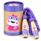 Wooden Skipping Rope – Hippo Design, Beech Handles, Cotton Rope, Adjustable 3–5 m, Ages 3+