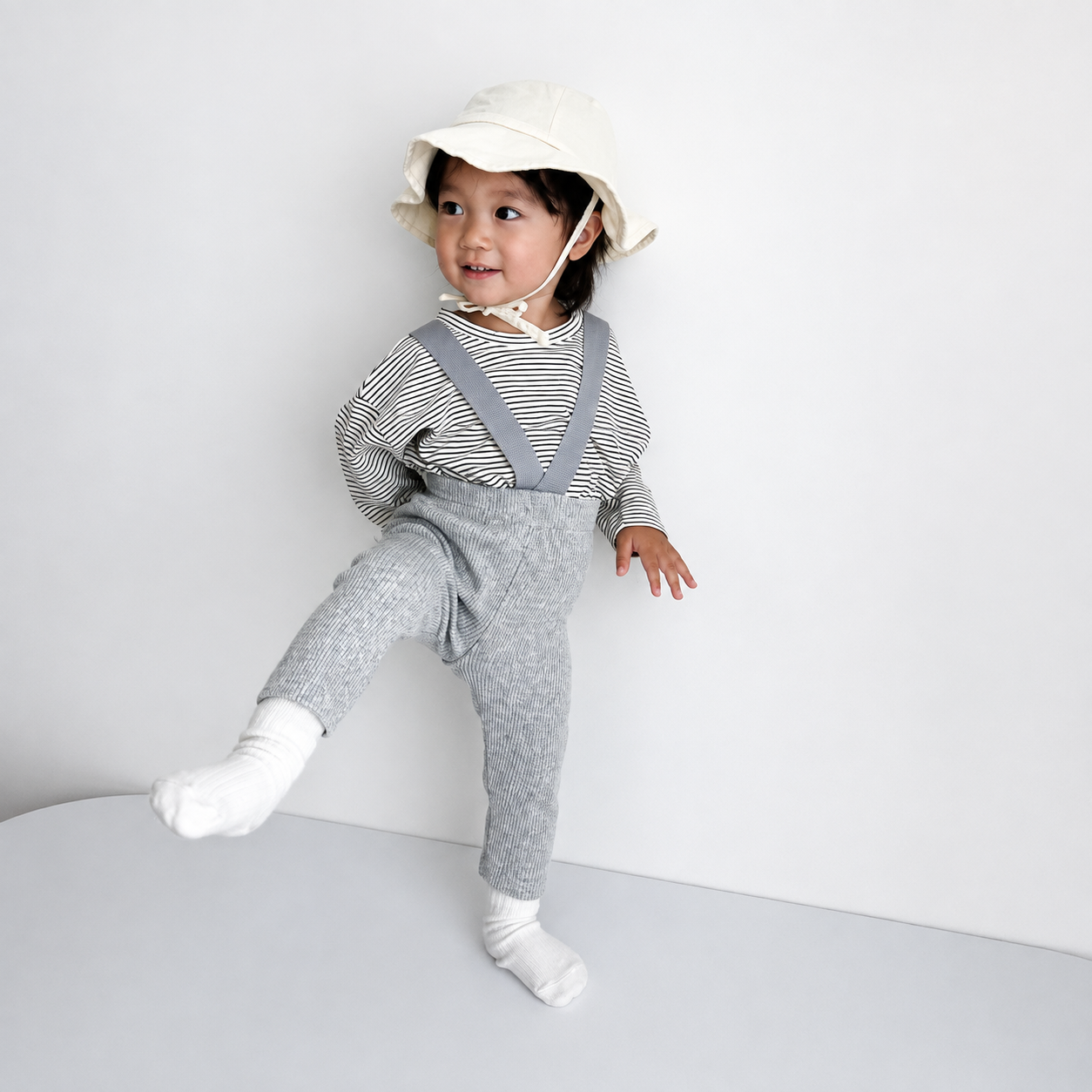 Ribbed Cotton Dungarees for Babies - Wide Leg Overalls with Adjustable Straps, 3 Months to 3 Years