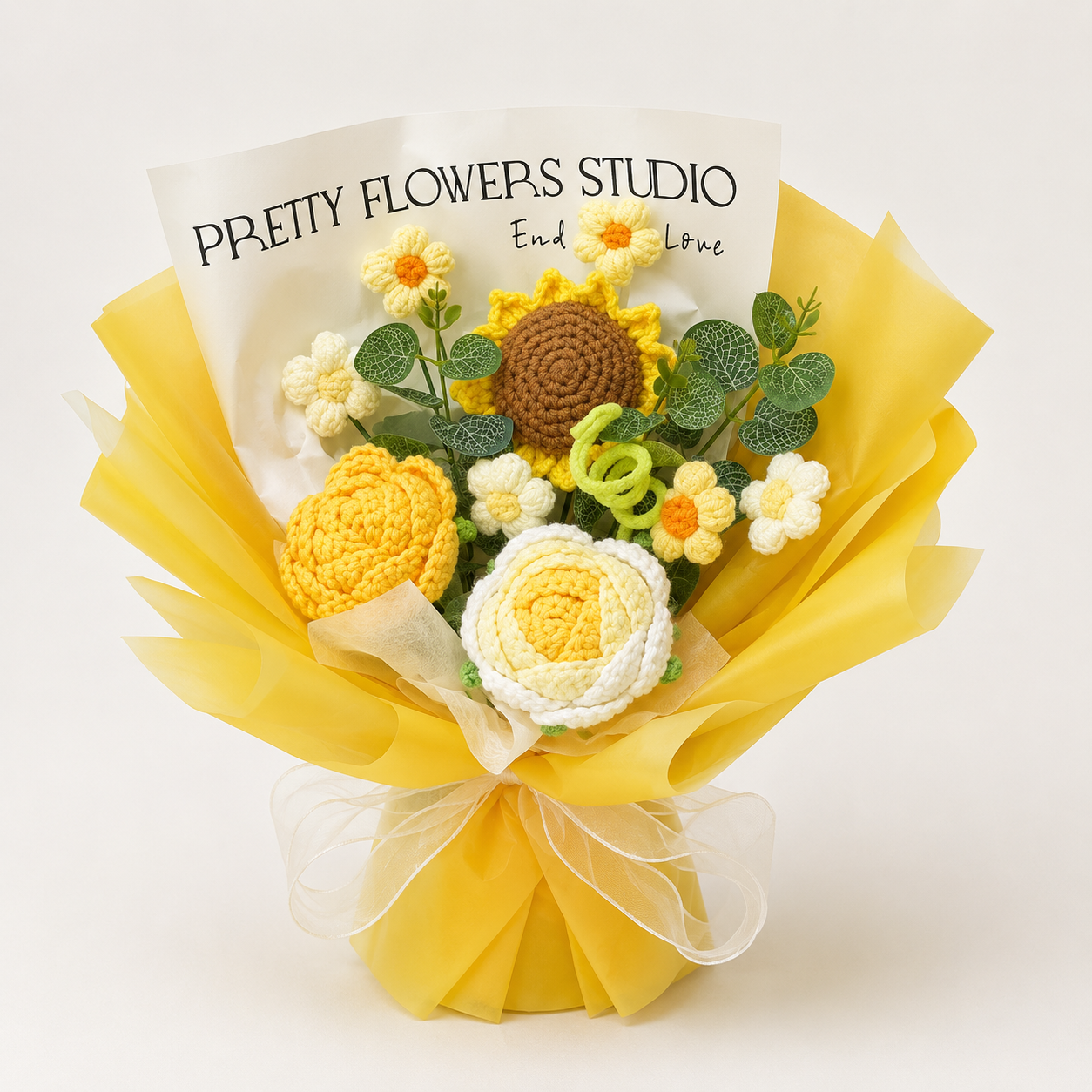 Handmade Crochet Sunflower Bouquet – Knitted Flower Gift