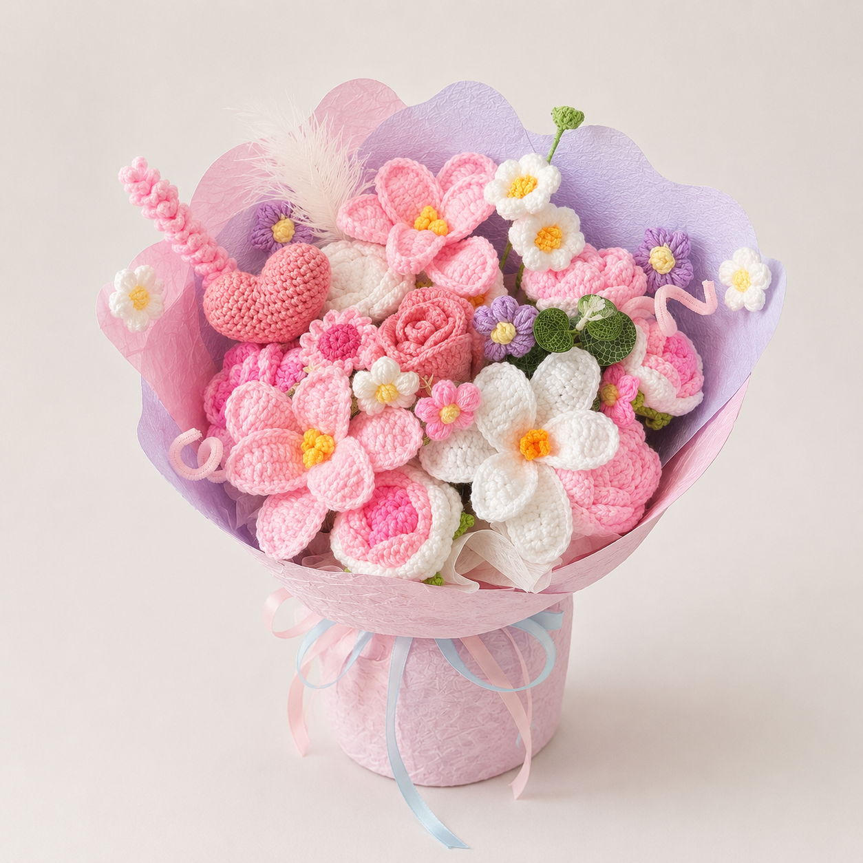 Handmade Crochet Flower Bouquet – Knitted Floral Gift