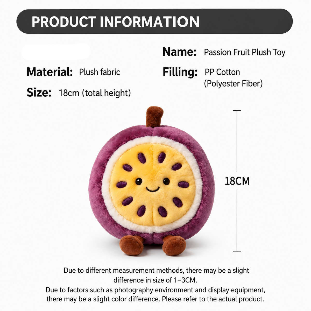 Passion Fruit Plush Toy – Cute Stuffed Fruit Character