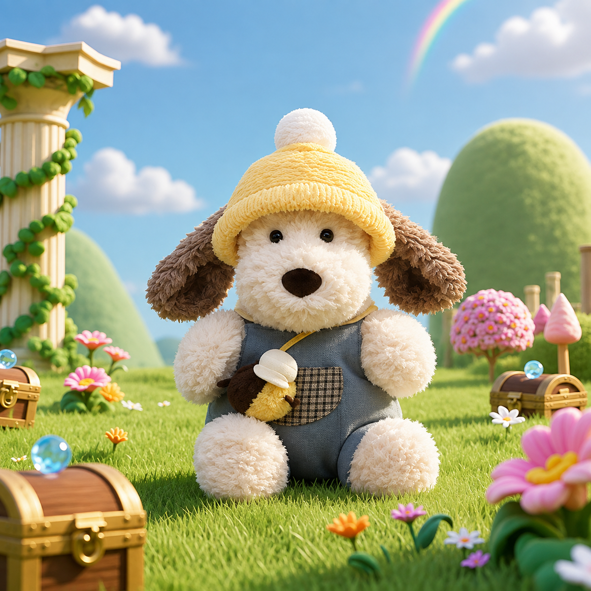 Puppy Plush Toy, Cute Dressed Dog Stuffed Animal (Sitting or Long Style), shown with the full range