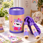 Hippo wooden skipping rope with beech handles, purple cotton rope and kraft tube – view 4 of 5