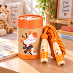 Giraffe wooden skipping rope with beech handles, orange cotton rope and kraft tube – view 6 of 6