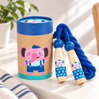 Beech Wood Skipping Rope - Elephant Handles on a Cotton Rope, 3 Years and Up