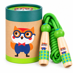 Wooden Skipping Rope – Owl Design, Beech Handles, Cotton Rope, Adjustable 3–5 m, Ages 3+