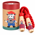 Wooden Skipping Rope – Zebra Design, Beech Handles, Cotton Rope, Adjustable 3–5 m, Ages 3+