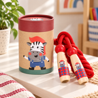 Wooden Skipping Rope – Zebra Design, Beech Handles, Cotton Rope, Adjustable 3–5 m, Ages 3+
