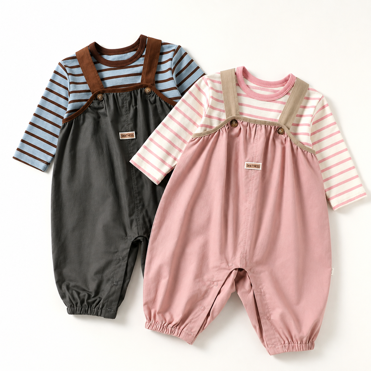 Cotton Dungarees Baby Boys and Girls - Adjustable Strap Overalls, 6 Months to 3 Years