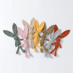 Corduroy Bunny Hand Puppet, Long Ear Baby Toy, styled on a shelf