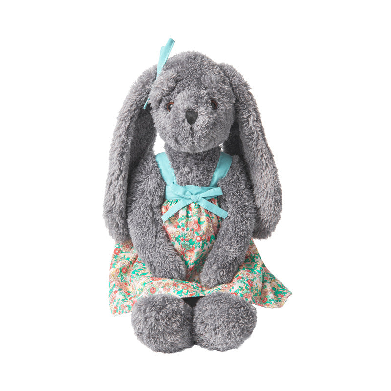 Floral Dress Rabbit Plush, 40cm Grey Soft Toy, shown with the full range