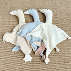 Goose Muslin Baby Comforter, 30cm with Teether Loop, shown with the full range