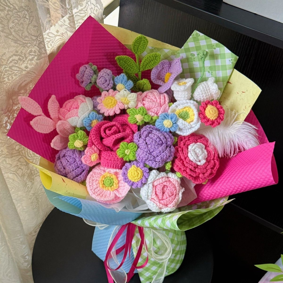 Handmade Crochet Flower Bouquet – Knitted Floral Gift