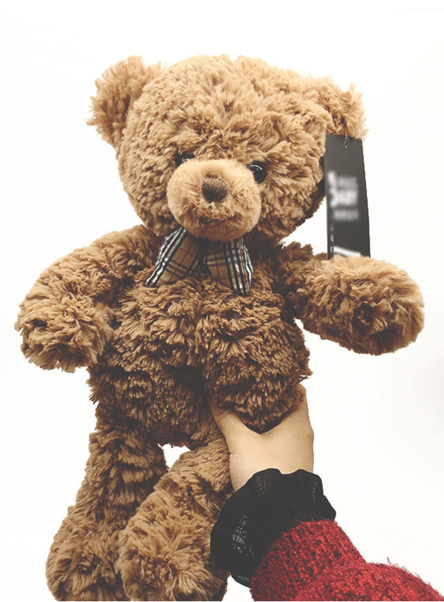 Classic Brown Teddy Bear Plush Toy – Soft Stuffed Bear with Bow Tie