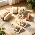 Newborn Bath and Gift Set, Crochet Toys and Brush, front view